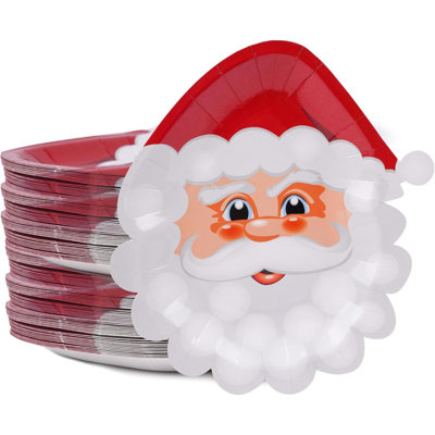 48 assiettes en papier à thème de Noël de 48 pièces assiettes jetables pour fêtes de Noël, assiettes à vaisselle pour fêtes d'hiver, assiette à biscuits pour fêtes, 8,4 x 7,0 po
