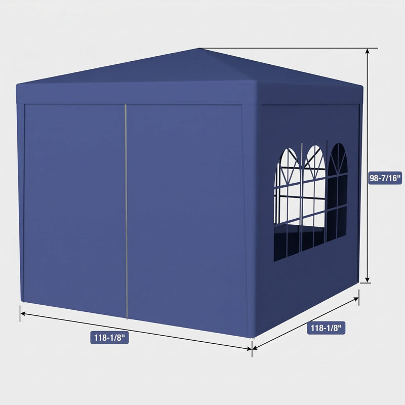 Heavy-Duty Outdoor Party Tent Measuring 10x10 Feet, Suitable for Weddings, Includes 4 Removable Wall Panels, Blue Color