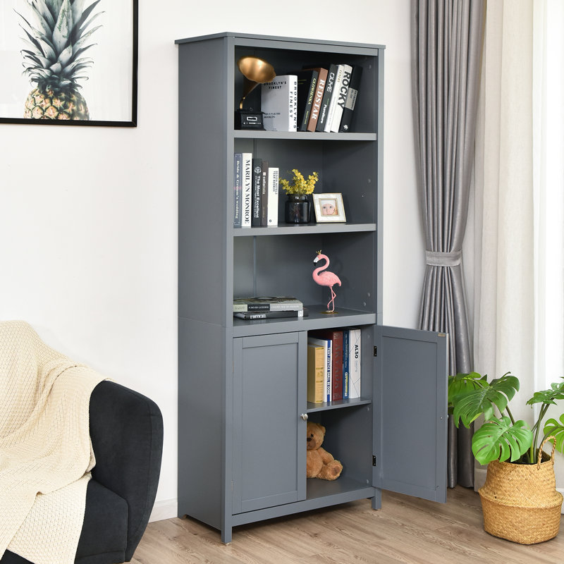 Watha 182cm H x 75cm W Standard Bookcase, Grey