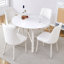 Ensemble de table et de chaises, bureau en panneau de fibres à densité moyenne, pieds de table en métal blanc, stable et magnifique, convient à la plupart des styles de maison. Table à manger moderne et simple, sièges confortables.