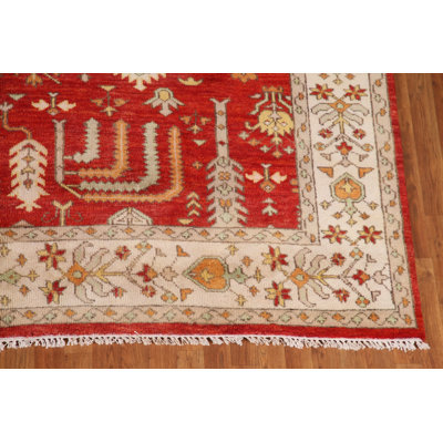 Red Handmade Traditional Indian Area Rug 9x12