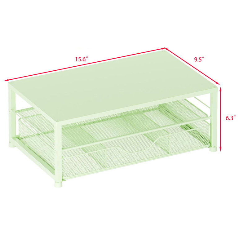 2-Tier Computer Monitor Stand with Drawer and 2 Pen Holders