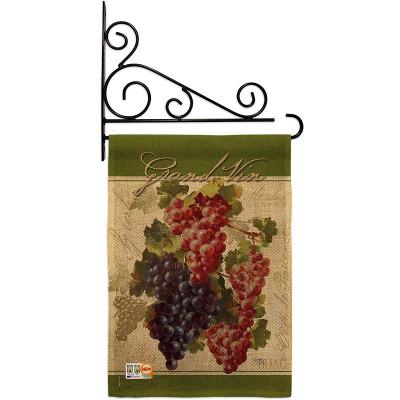 En toile jute 2 côtés en raisins 19 x 13 po drapeau de jardin