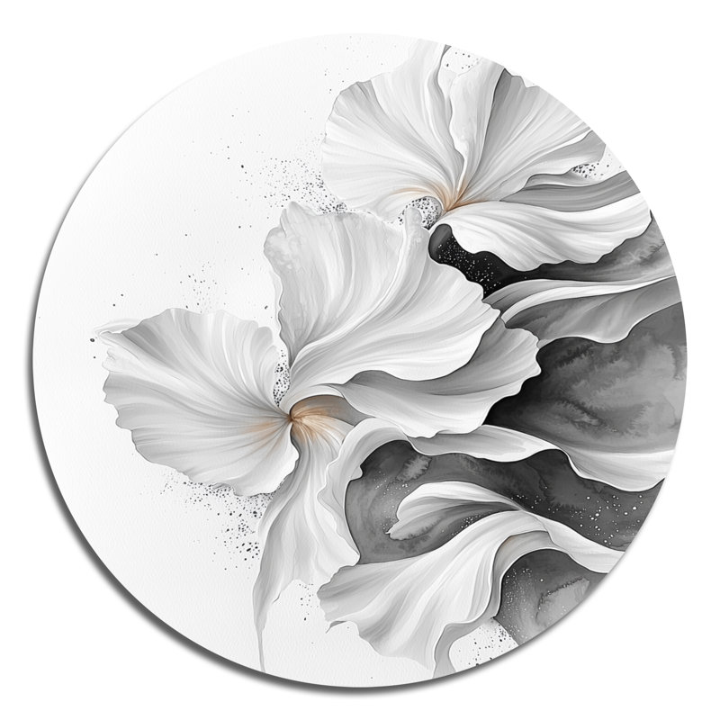Décoration murale ronde en métal Hassen - Fleurs abstraites, H 29 po x l 29 po