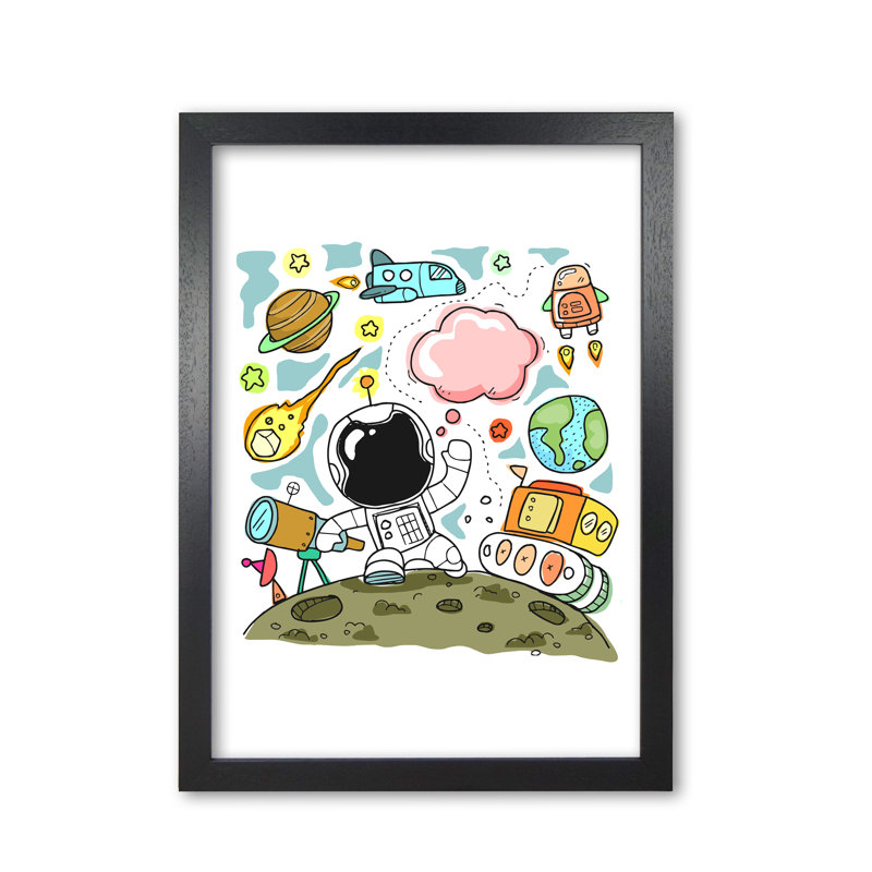 Space Illustration - Print, Black Grain Frame, 85 cm H x 60 cm W x 5 cm D
