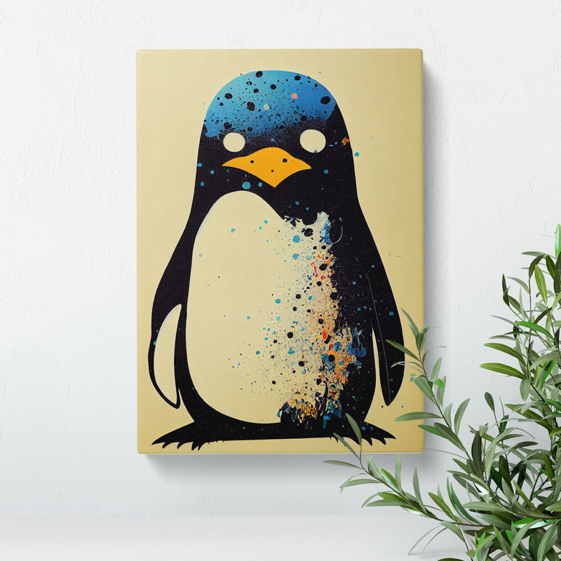 Penguin Graffiti No.6 - Wrapped Canvas, 76cm H x 50cm W x 3cm D
