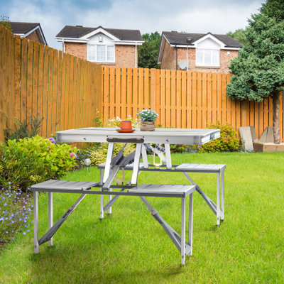 Rectangular Portable Folding Table with 4 Chairs