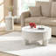Table basse ronde et gigogne, tables centrales en plastique blanches pour le salon avec tiroir de rangement, fonctionnalité attrayante et peu encombrante, détails de conception spéciaux, qualité des composants, multifonctionnel