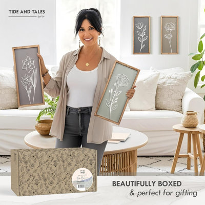 3D Wooden Floral Bathroom Wall Decor (Set of 4) Lightweight