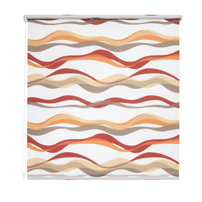 Wellen Semi Sheer Roller Blind, 180cm L x 82cm W, Red/Orange/Cream