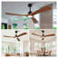 60 Inch Wood Ceiling Fan with 3 Solid Walnut Blades, Remote Control & Reversible DC Motor - Quiet LED Ceiling Fan for Living Room, Black