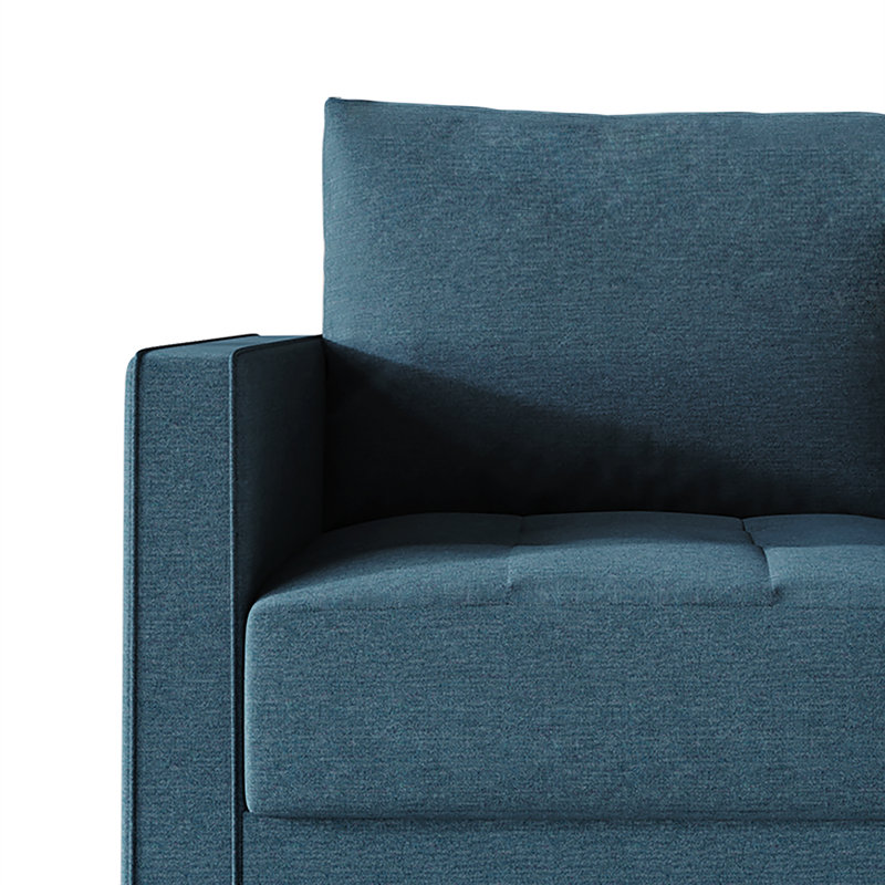 Canapé à accoudoirs carrés 74,60 po Newquay, 100 % polyester bleu