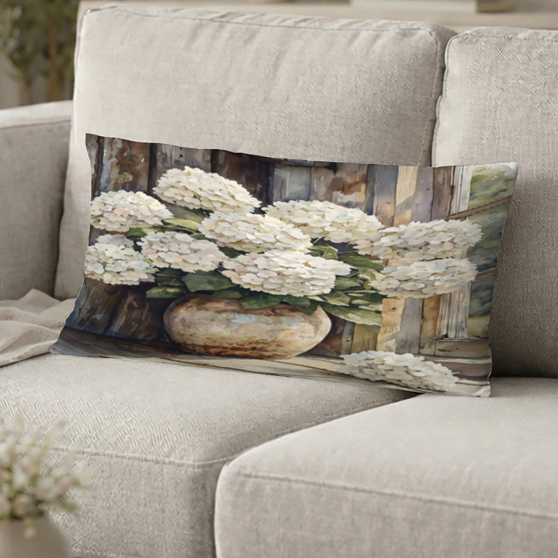 Coussin décoratif Hydrangea, H 12 po x l 20 po