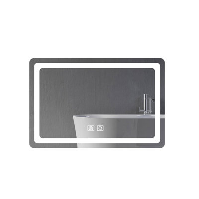15 po Miroir de salle de bain H LED en cristal poli pour salle de bain