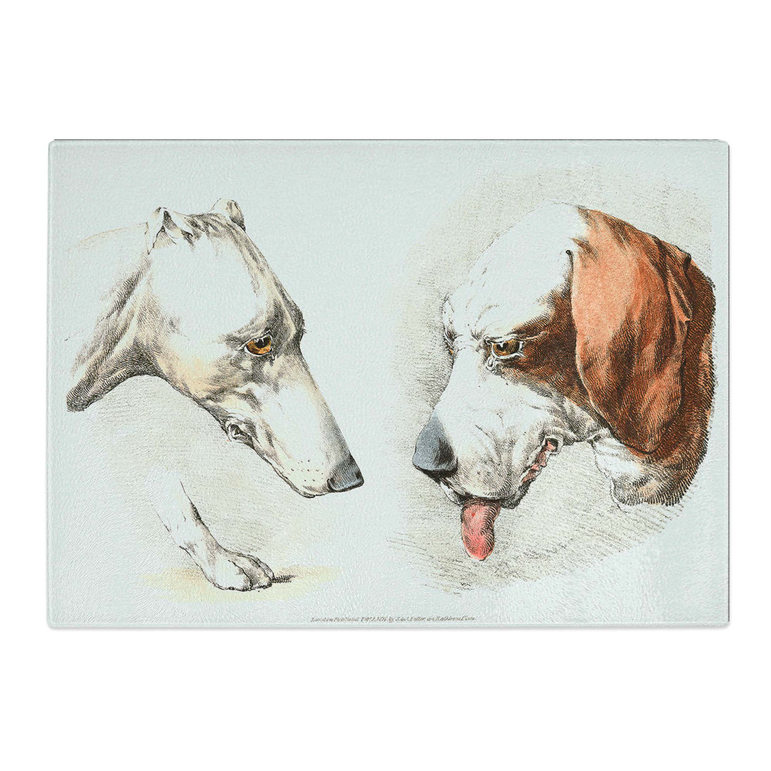 Tempered Glass Two Dogs by Henry Alken Chopping Board