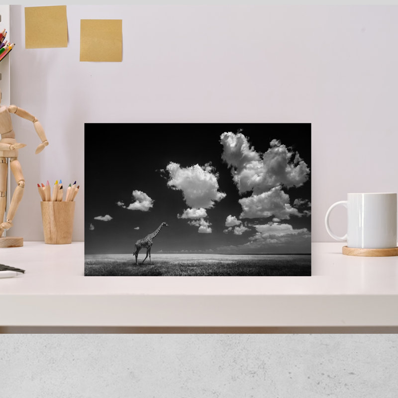 Girafe africaine, ciel, dramatique, paisible, girafe, paysage, art mural, H 12 po x l 18 po