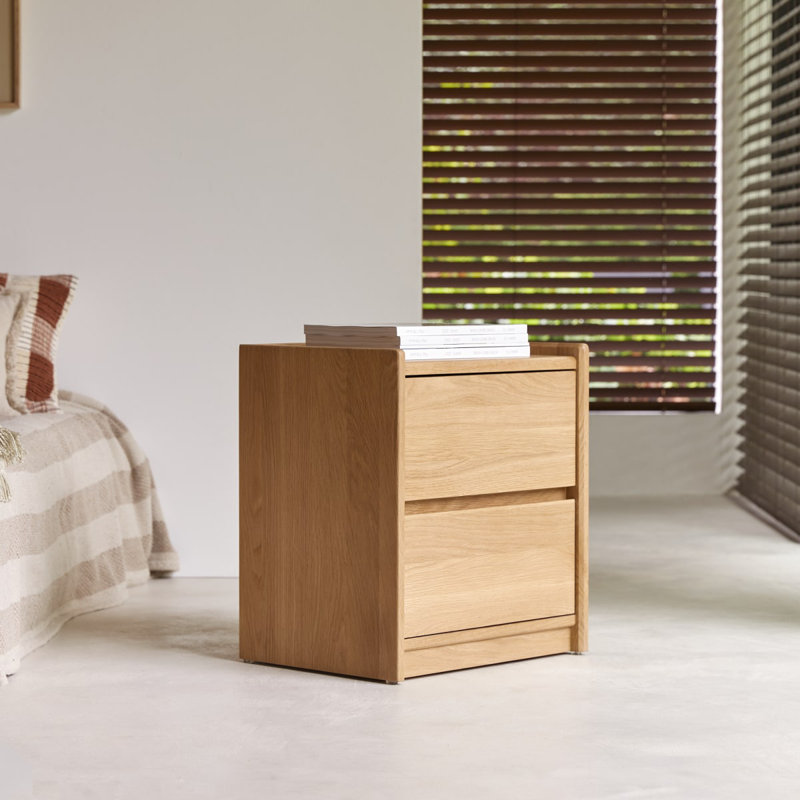 Arto 45cm W Solid Wood Bedside Table, Oak