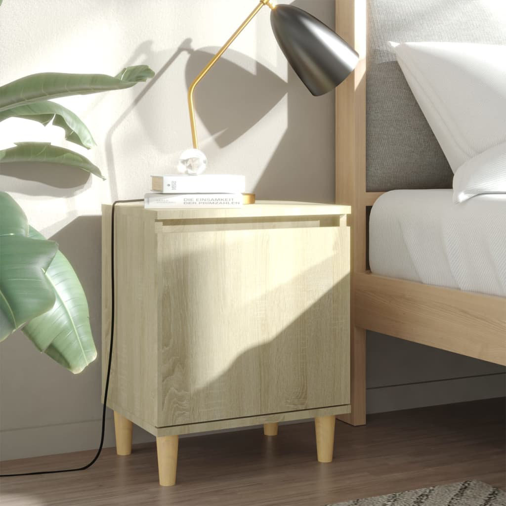 Spalding Bed Cabinet with Solid Wood Legs 40x30x50 cm
