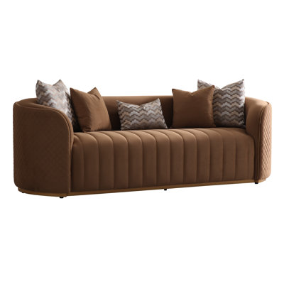 Ariana 83'' Velvet Round Arm Loveseat