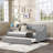 Upholstered Daybed with Trundle, Wood Frame with Tufted Buttons and Copper Nails-187785510