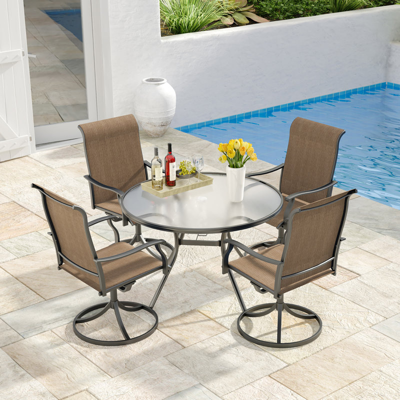 4 - Person 40" Round Patio Dining Set, Yellow