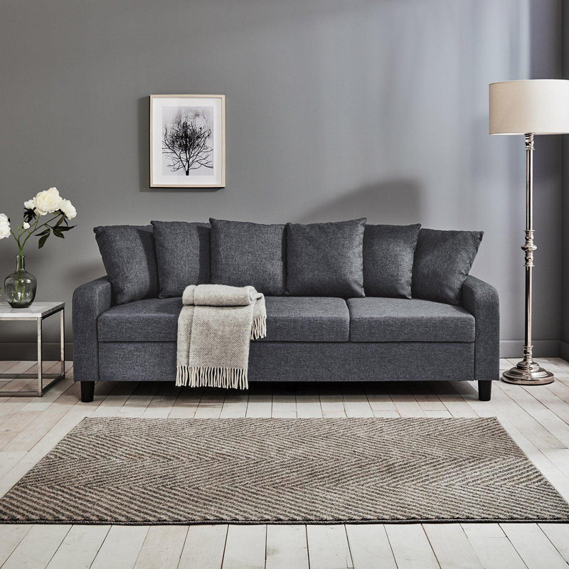 Mitzi 2 Seater Sofa, 3, Black, Linen
