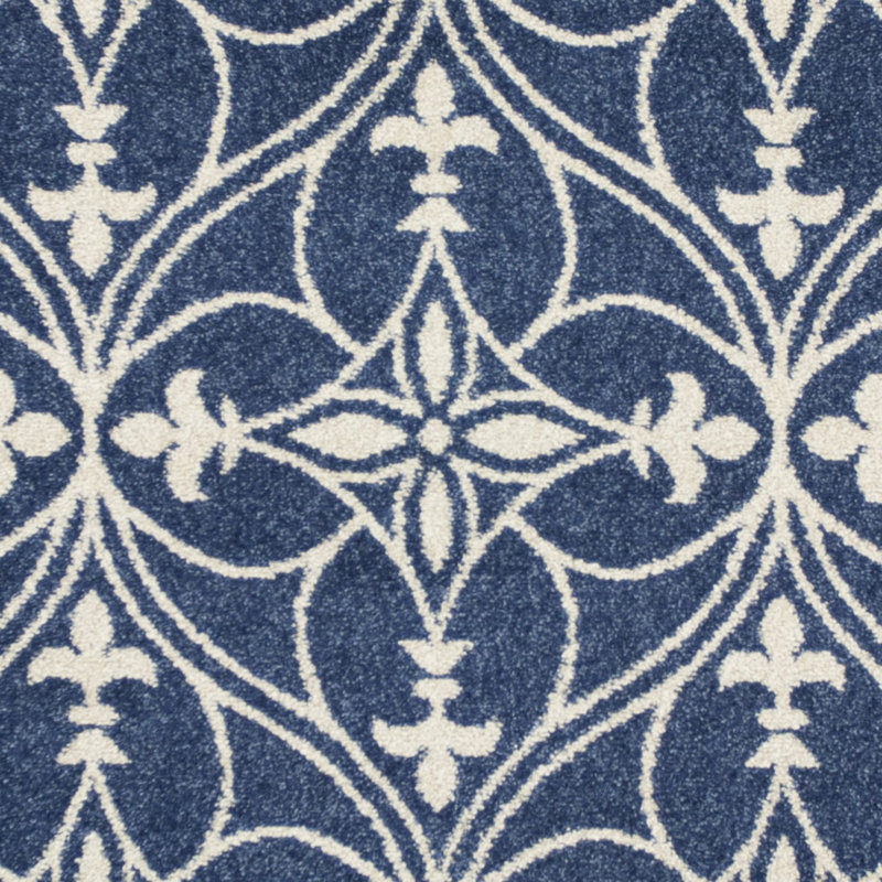 Tapis bleu et ivoire Aasto, Rectangle 1 pi 11 po x 3 pi 9 po