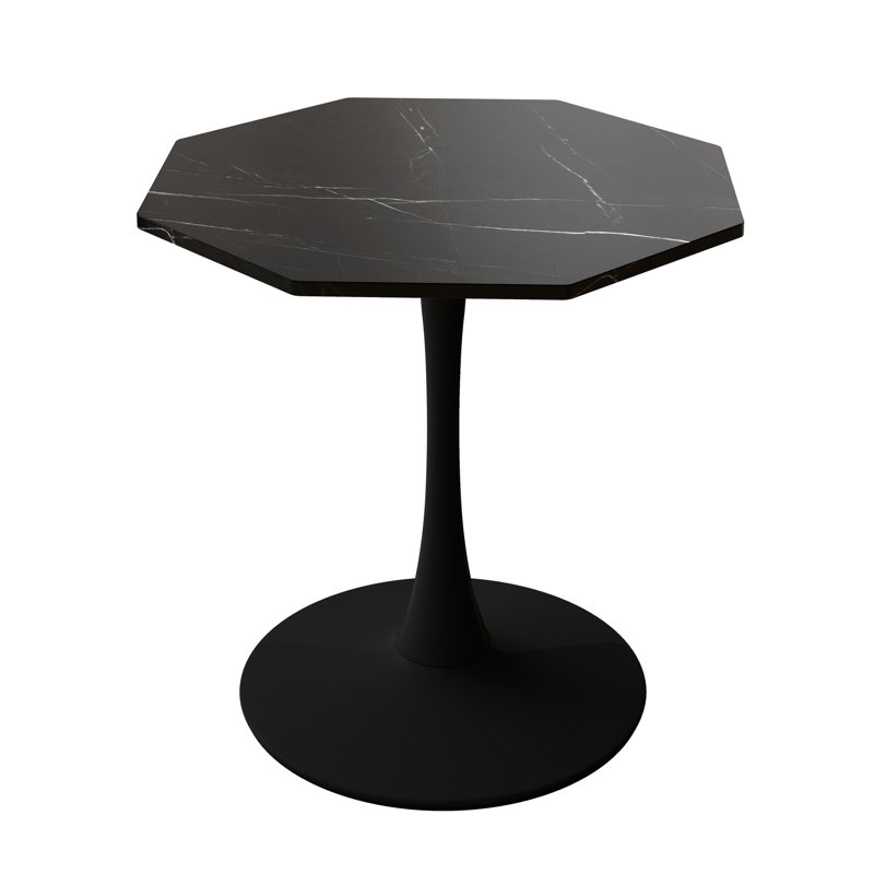 Marios Faux Wood Hexagonal Coffee, Black, Black Marble, 29.13" H x 31.5" W x 23.6" D
