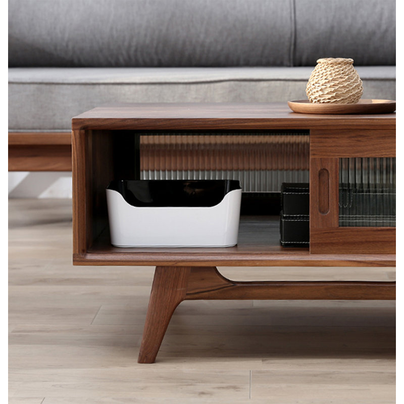 Table basse moderne en noyer noir minimaliste, H 16,54 po x L 39,37 po x l 21,65 po