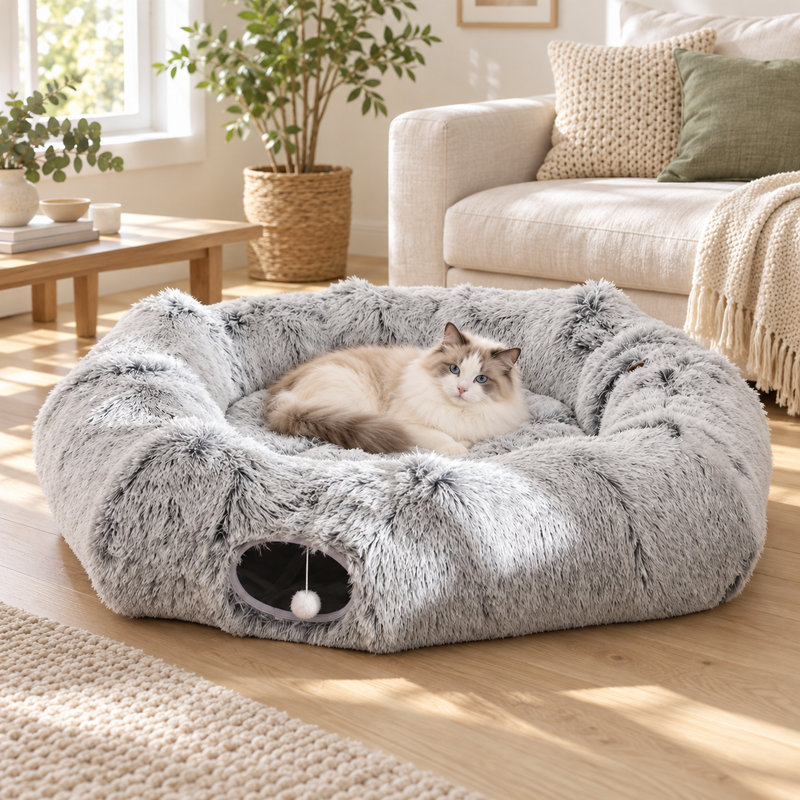 Lit chaud pour chat en hiver, nid de chat pliable multifonctionnel pour chat, jouet interactif pour chatons et chats d'intérieur