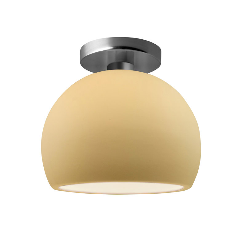 Plafonnier semi-encastré Radiance, H 7 po x l 7 po x P 7 po, Jaune pâle / nickel brossé, Nickel brossé