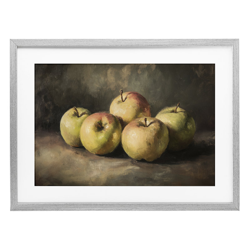 Pommes dans une ombre douce, reproduction encadrée sous verre, design par Petal Prints Design, 14 x 20