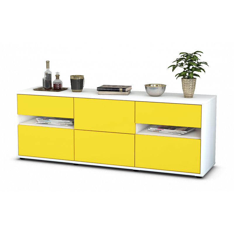 Wydra Unfinished TV Stand for TVs up to 60", Yellow / Matte White
