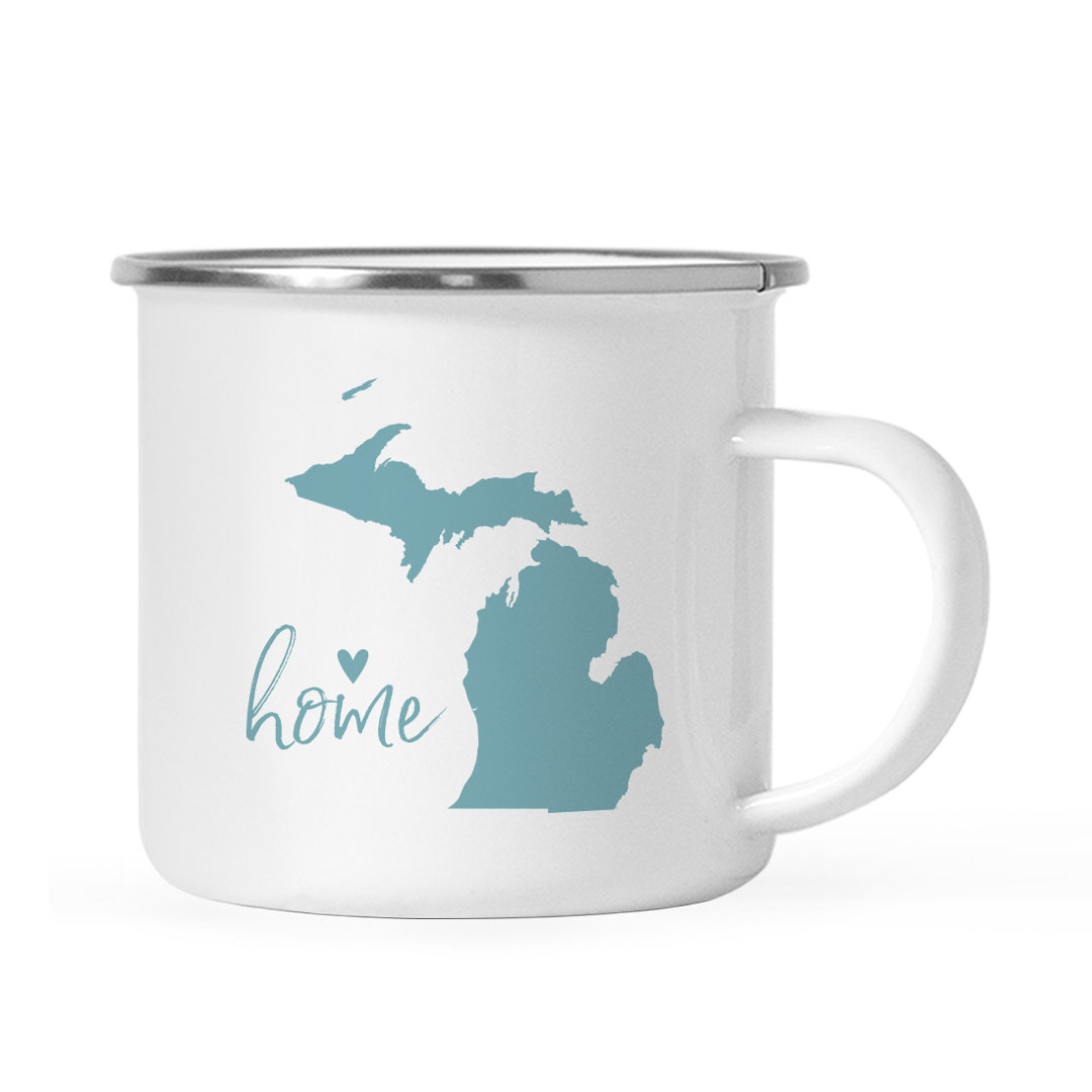 Glazier Aqua Home Heart Michigan Coffee Mug Ebern Designs