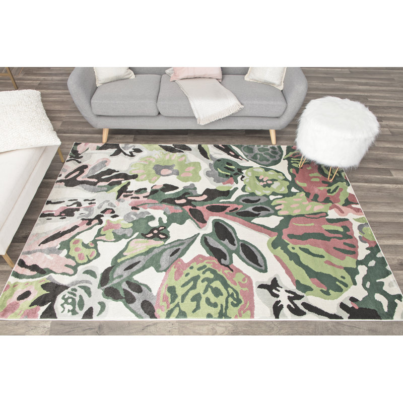 Tapis à motif floral fleurs de mai Valentina, Rectangle 9 pi x 12 pi