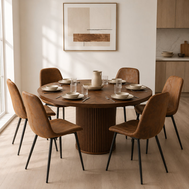 Ensemble de salle à manger 7 pièces avec chaises rembourrées, 7 pièces : table, 6 chaises