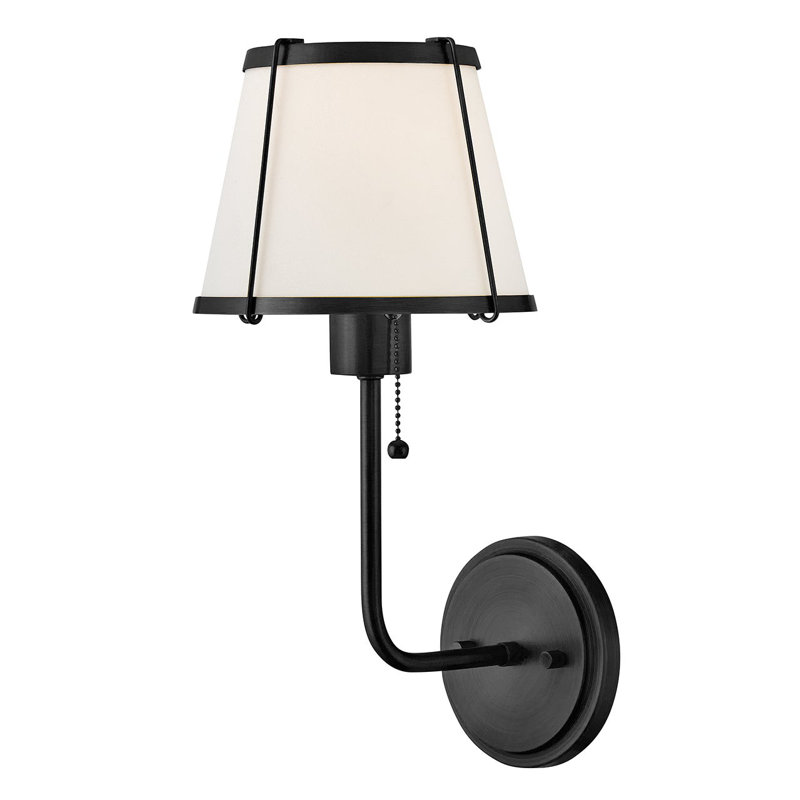 Hinkley Clarke Single Light Wall Sconce w/ On/Off Pull Chain, Black