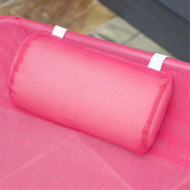 Pink Outdoor Chair With Breathable Mesh And Reclining Back For Yard, Patio Camping Sun Tanning By , Folding Seat