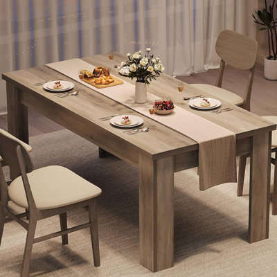 Table de salle à manger de 63 po pour 4-6 personnes, table de salle à manger avec plateau de table épaissi de 1,18 po