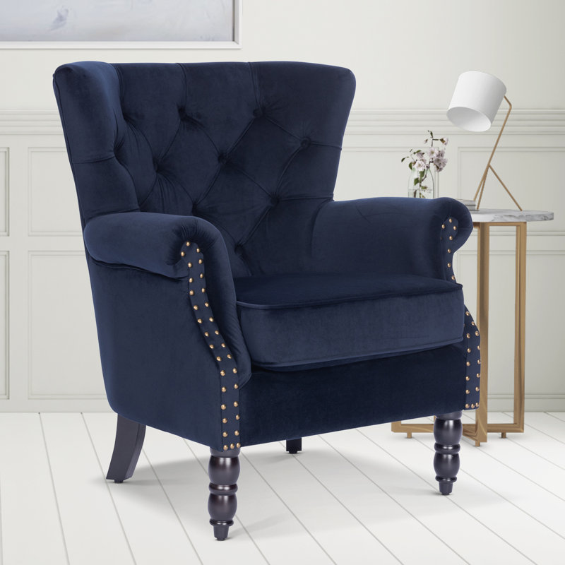 Liana Harmonsburg Accent Wingback Chair, Navy Blue