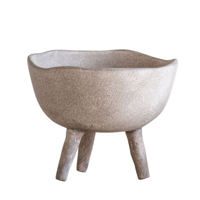 Boho Terracotta Footed Bowl with Organic Edge
