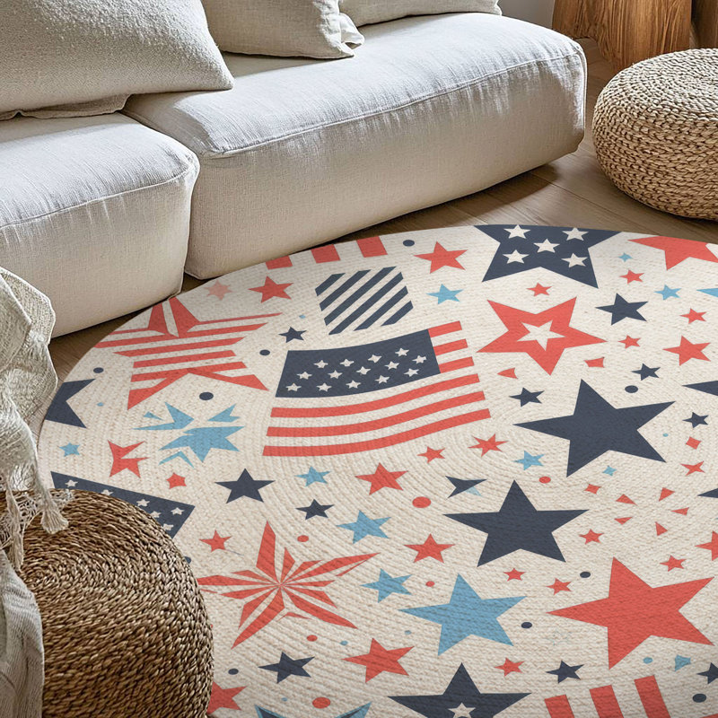 Tapis tressé National Stars & Lines, Rond 5 pi