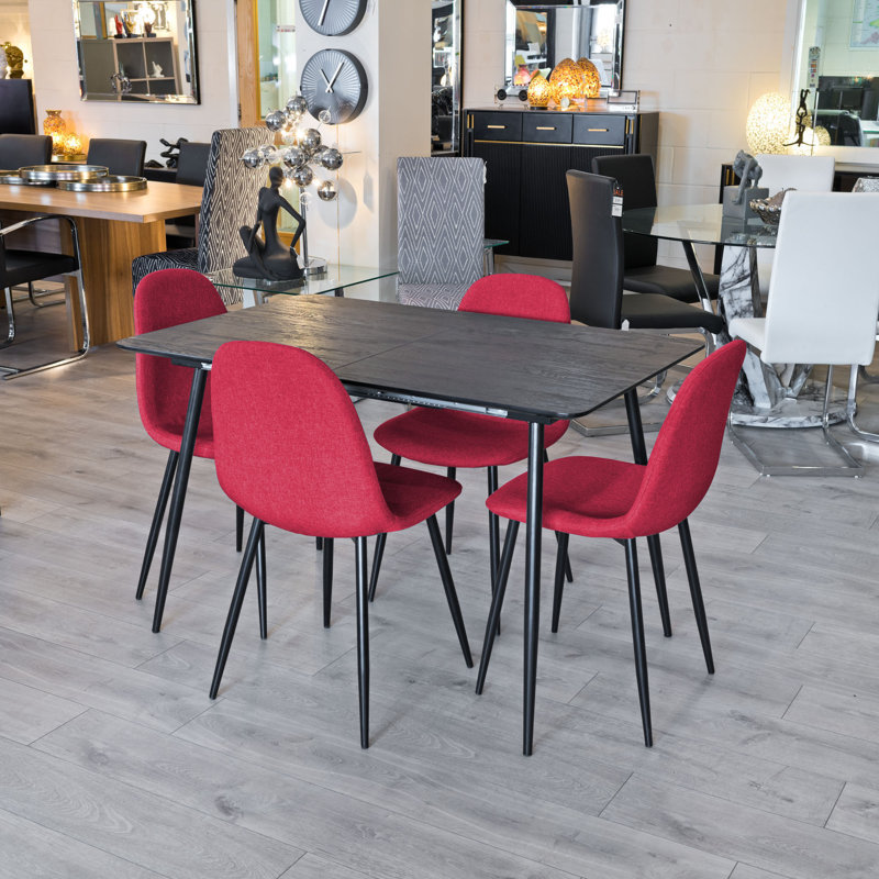 Abbottstown 4 - Person Dining Set, Black, Red