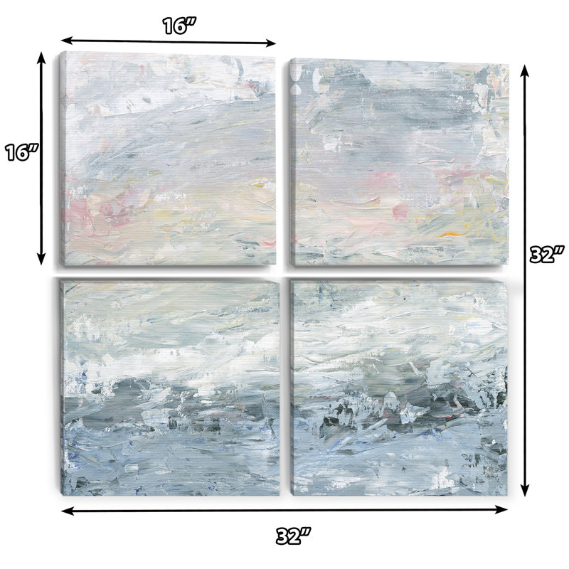 «Gray Abstract Watercolor II», ensemble de 4 reproductions d'art sur toile