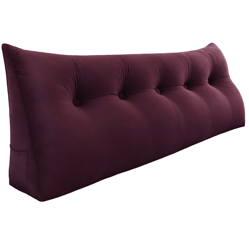 Support de dossier triangulaire en velours, Grand lit, Rouge vin