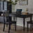 Retro Black Rectangular Solid Wood Dining Table-1259950285