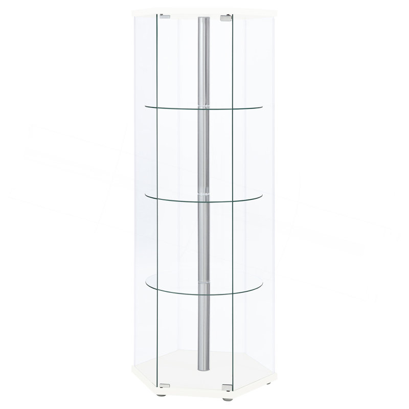 Vitrine hexagonale en verre transparent Tenley, Blanc