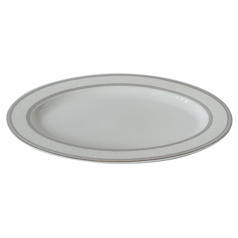 Plateau floral 14 po, Argent / crème