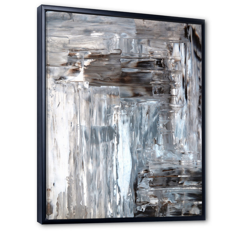 Art moderne gris et bleu II 2FL47797, Cadre noir, H 20 po x l 12 po x P 1 po