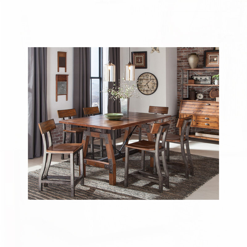 2pc Set Rustic Brown Dining Chairs